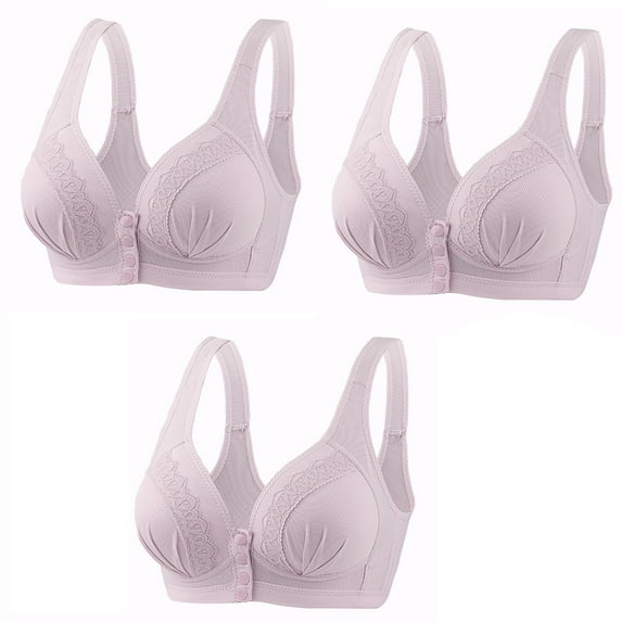 Utoimkio 3 Pack Nursing Bras for Women Breastfeeding Front Closure Maternity Bras for Pregnancy Elastic Comfort Breathable Everyday Bras