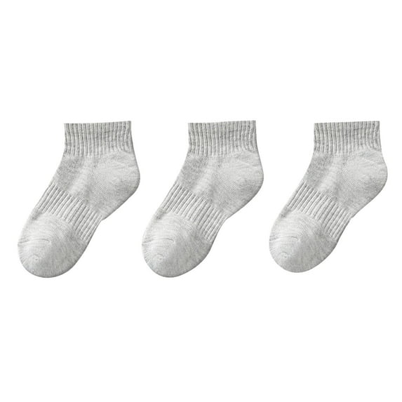 Utoimkio 3Pcs Boys Girls Cotton Crew Ankle Socks Solid Color Athletic Socks Soft Breathable Unisex School Socks for Ages 3-16 Years