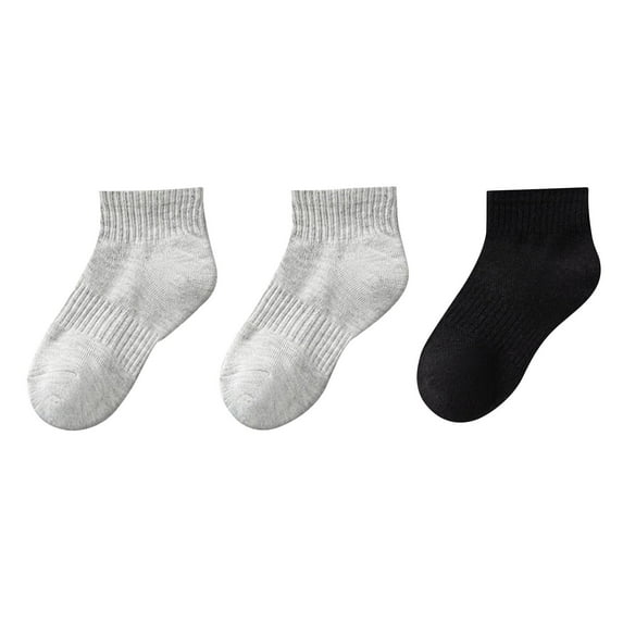 Utoimkio 3Pcs Boys Girls Cotton Crew Ankle Socks Solid Color Athletic Socks Soft Breathable Unisex School Socks for Ages 3-16 Years