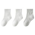 thumbnail image 1 of Utoimkio 3Pcs Boys Girls Cotton Crew Ankle Socks Solid Color Athletic Socks Soft Breathable Unisex School Socks for Ages 3-16 Years, 1 of 6