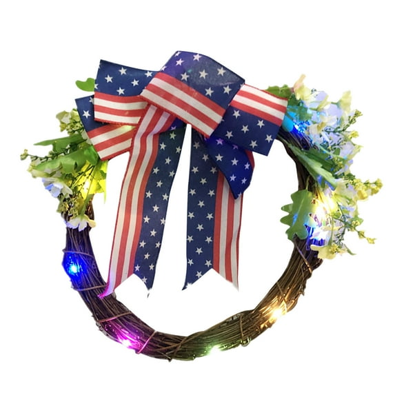 Utoimkio 4th of July Wreath Patriotic Wreath Decorations for Front Door,Memorial Day Red White and Blue Garland Decorations for Outdoor Front Door Party Supplies 4th of July Accessories