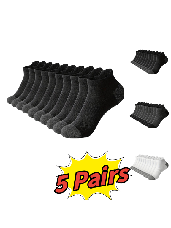 5 Pairs Outdoor Ankle Crew Socks Cushioned Breathable for Men,Arch Support,Elastic Cuff Seamless Stitching for Running,Training and Daily Wear
