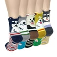 thumbnail image 1 of Utoimkio 5 Pairs Women's Cute Animal Print Winter Cotton Socks Casual Cozy Warm Crew Socks Home Indoor Non-slip Slipper Socks for Women, 1 of 8