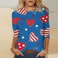 thumbnail image 1 of Utoimkio American Flag T Shirt for Women 3/4 Sleeve Graphic Shirts Crew Neck Red White and Blue Tee Tops Casual Fourth of July Outfits Size S-5XL, 1 of 5