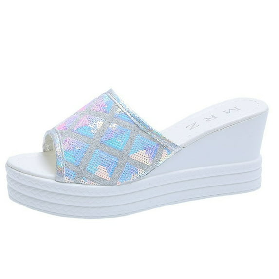 Utoimkio Ankle Straps Sandals for Women Women's Ladies Platform Wedge Heel Sandals Sequins Shoes Footwear