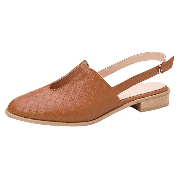 Utoimkio Ankle Straps Sandals for Women Women's Pointed Flat Shoes Weave Casual Shoes Solid Comfortable Sandals Shoes