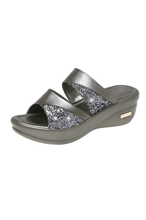 Slide Sandals for Women Slip On Summer Casual Platform Wedge Sandals for Women with Arch Support Casual Comfortable Dance Slippers