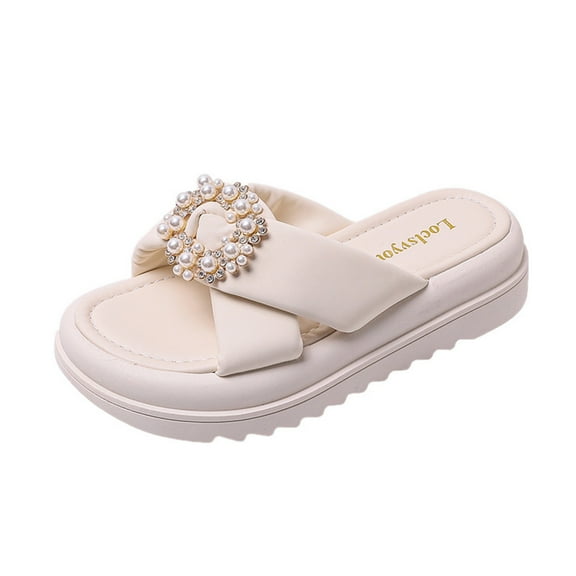 Utoimkio Athletic Hiking Sandals for Women Comfortable Walking Sandals Women's Summer Platform Sandals Open Toe Pearl Flower Shoes