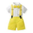 thumbnail image 1 of Utoimkio Baby Boy Formal Short Sets Toddler Summer Gentleman Outfit Kid Short Sleeve Bowtie Shirt Suspender Shorts Suit Two Piece Set, 1 of 9