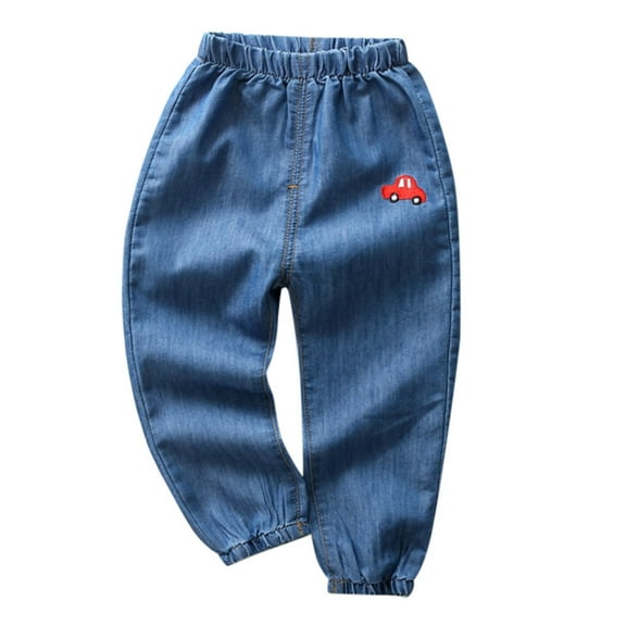 Utoimkio Baby Boys Girls Cartoon Hole Ripped Denim Pants Elastic Waist Jeans Clothes Toddler Boy Casual Trousers