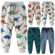 Utoimkio Baby Boys Sweatpants Drawstring Elastic Waist Jogger Pants Dinosaur Cars Print Lounge Athletic Pants for Kids