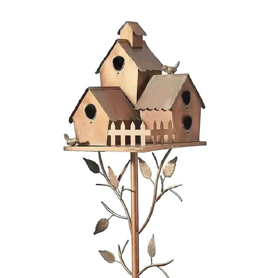 Utoimkio Bird House Stakes for Outside with Pole,Garden Stakes Metal Birdhouse Stand for Outdoor Garden Decor