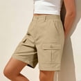 thumbnail image 1 of Utoimkio Cargo Bermuda Shorts for Women Button Waist Elastic Side Relaxed Fit Casual Knee Length Shorts with Flap Cargo Pockets, 1 of 7