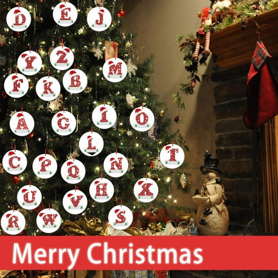 VerPetridure Christmas Letter Ornaments Tags Letter A to Z Christmas Acrylic Initial Ornaments Christmas Stocking Tags for Christmas Tree Holiday Present Party Decorations
