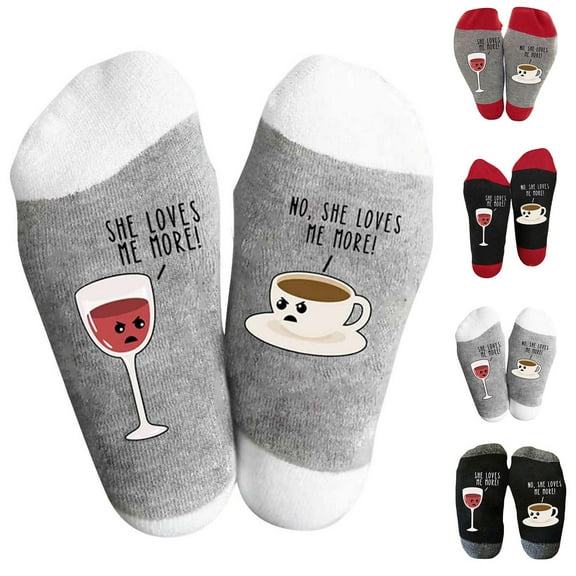 Utoimkio Christmas Socks Unisex Holiday Red Wine Cup Print Mid Tube Socks Xmas Crew Socks Winter Warm Cotton Socks for Women Men