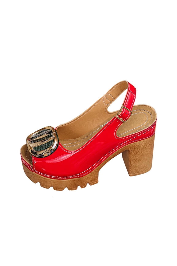 Chunky Heel Platform Pumps for Women,Square Open Toe Mid Block Heel Anti-Slip Comfortable Pumps with Adjustable Ankle Strap for Work Party Office