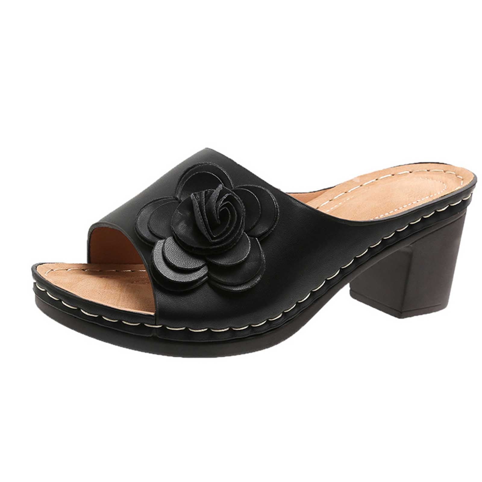 Yellow Bow Open Toe Chunky Slide Sandals With Cushioned Insole And Thick Block Heel For Summer Wear