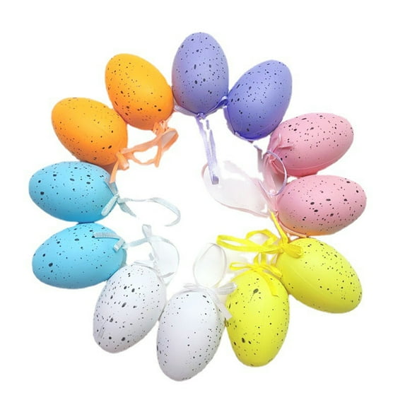 Utoimkio 12Pcs Easter Egg Ornaments Easter Basket Stuffers,Colorful Easter Egg Hanging Ornaments Artificial Easter Egg Decorations for Tree Home Party Supplies