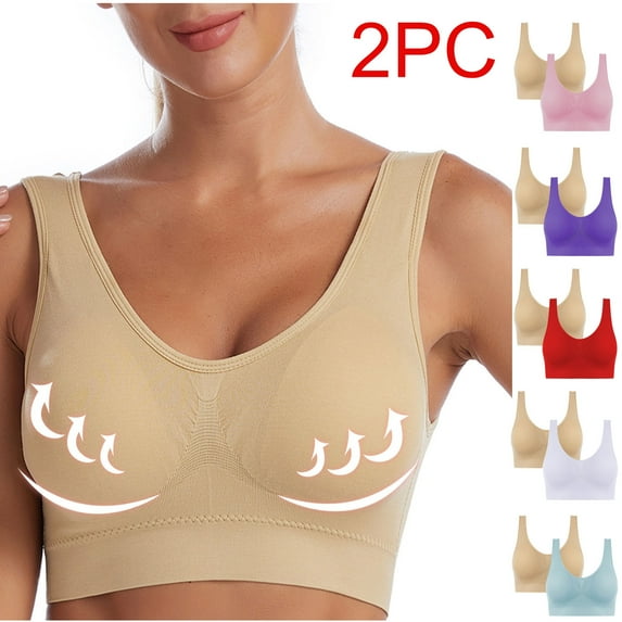 Utoimkio 2 Pack High Support Sports Bras for Women No Underwire Workout Gym Activewear Bras for Women Daily Bras