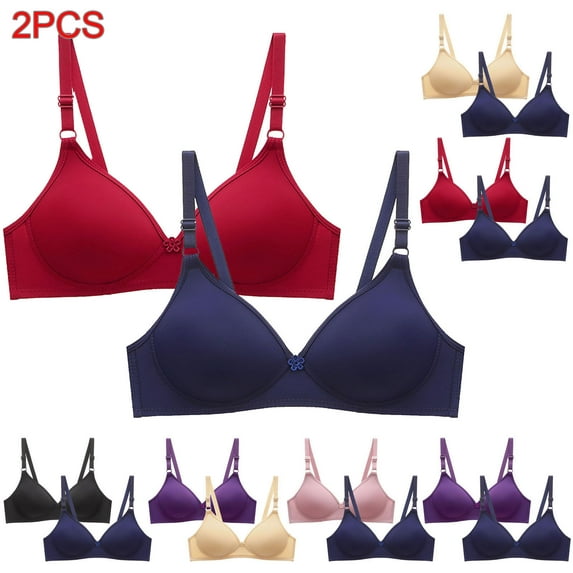 Utoimkio Clearance 2 Pack Push Up Bras for Women No Underwire Full Coverage T Shirt Bras for Women Comfortable Breathable Everyday Bras