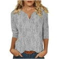 thumbnail image 1 of Utoimkio 3/4 Sleeve Blouses for Women Plus Size V Neck Shirts Casual Floral Print Lightweight Loose Fit Tee Tops for Women, 1 of 5