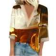thumbnail image 1 of Utoimkio Clearance 3/4 Sleeve Blouses for Women Plus Size V Neck Shirts Casual Floral Print Lightweight Loose Fit Tee Tops for Women, 1 of 5