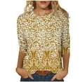 thumbnail image 1 of Utoimkio 3/4 Sleeve Shirts for Women Casual Floral Print Crewneck Loose Fit Pullover Shirts Tops for Women, 1 of 5