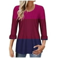 thumbnail image 1 of Utoimkio 3/4 Sleeve Tunic Tops for Women Plus Size V Neck Casual Floral Print Shirts Loose Fit Lightweight Tee Blouses for Women, 1 of 5