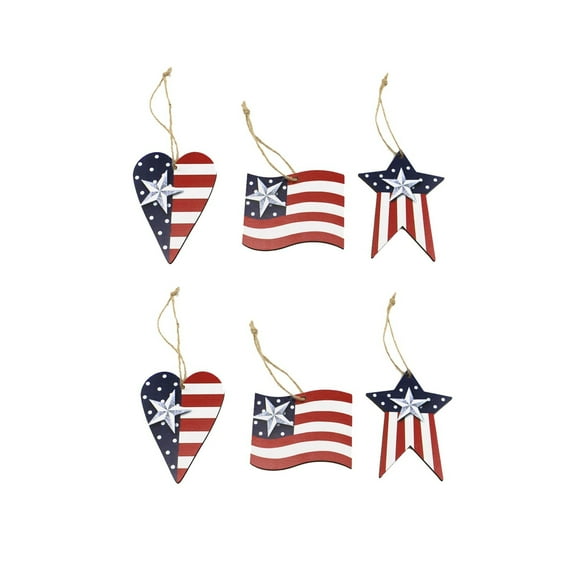 Utoimkio Clearance 3Pcs Patriotic Ornaments Independence Day Hanging Decorations,4th of July Party Supplies Red White and Blue Heart Pendants for Holiday Wedding Tree Decorations