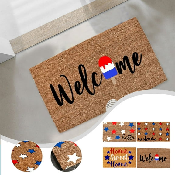 Utoimkio 4th of July Welcome Door Mats Non-Slip Patriotic American Flag Door Mats Rugs Farmhouse Entrance Doormat,Independence Day Floor Mat Washable Memorial Day Decorations,15.7x23.6Inch