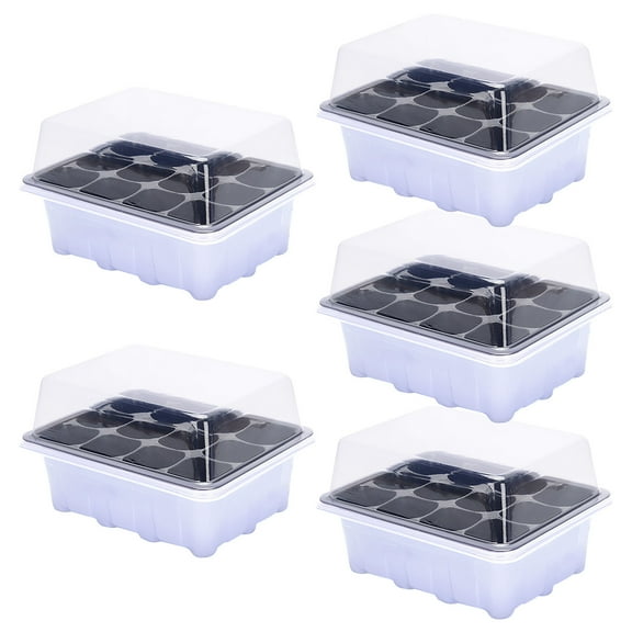 Utoimkio 5 Pack Seed Starter Tray Gardening Tools,12 Cells Reusable Seedling Starter Trays for Indoor Greenhouse Gardening Garden Tools