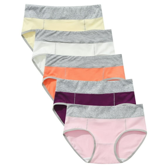 Utoimkio 5 Pack Women's Cotton Bikini Briefs Underwear Casual Bikini Panties Color Block Summer Underpants for Women