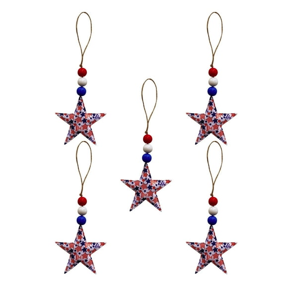 Utoimkio 5Pcs 4th of July Patriotic Star Ornaments,Fourth of July Patriotic Hanging Decorations Star Shaped Baubles Ornament for Memorial Day Party Festival Christmas Tree Decorations