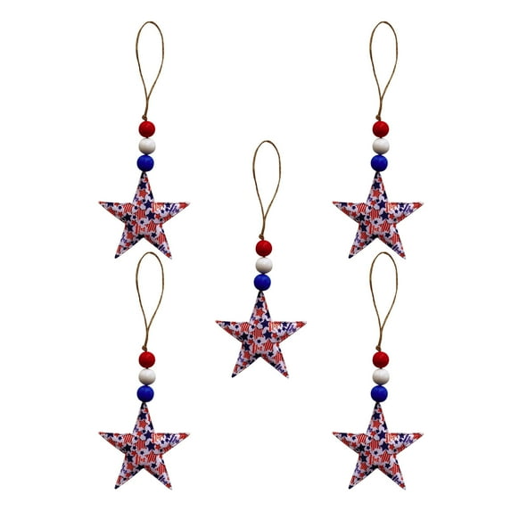Utoimkio 5Pcs 4th of July Patriotic Star Ornaments,Fourth of July Patriotic Hanging Decorations Star Shaped Baubles Ornament for Memorial Day Party Festival Christmas Tree Decorations