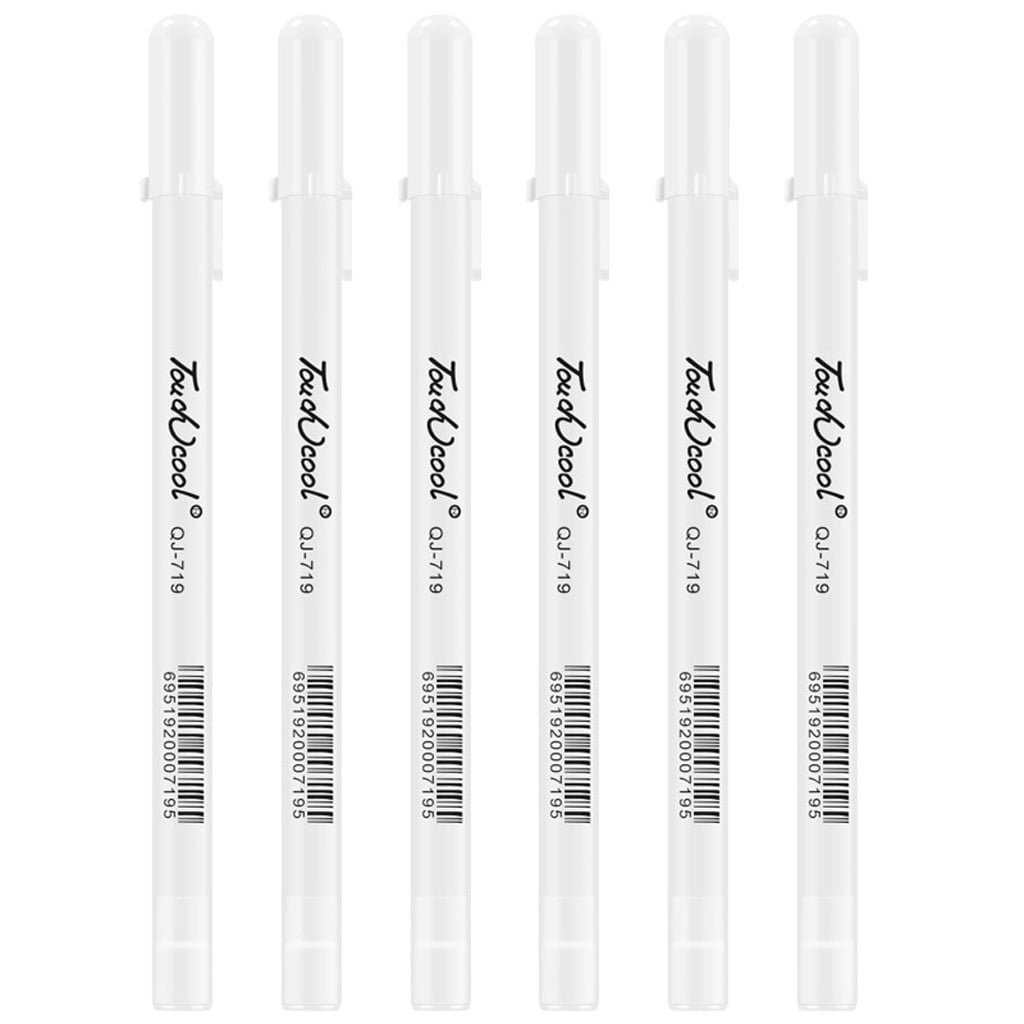 Utoimkio Clearance 6 Pack White Gel Pens for Black Paper,White Ink Pen for Artists 0.8mm Fine