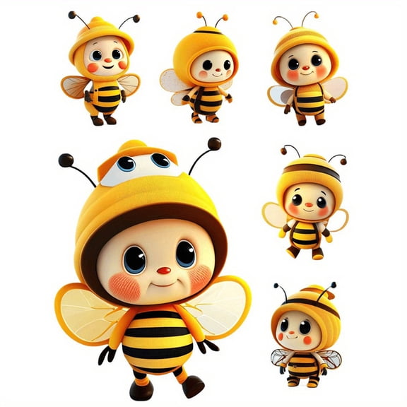 Utoimkio 6Pcs Cute Bee Christmas Ornaments Set 2024 Christmas Gifts for Kids Christmas Tree Ornaments,Acrylic Xmas Tree Hanging Decor Party Supplies