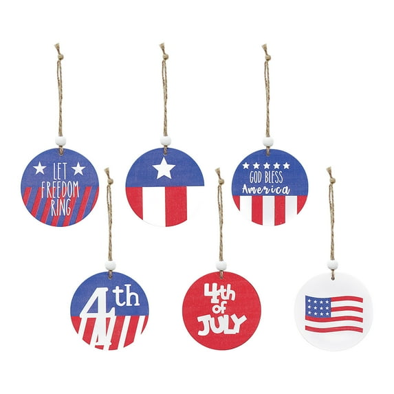 Utoimkio 6Pcs Patriotic Ornaments Independence Day Hanging Stars,4th of July Party Supplies Red White and Blue Stars for Holiday Wedding Tree Decorations