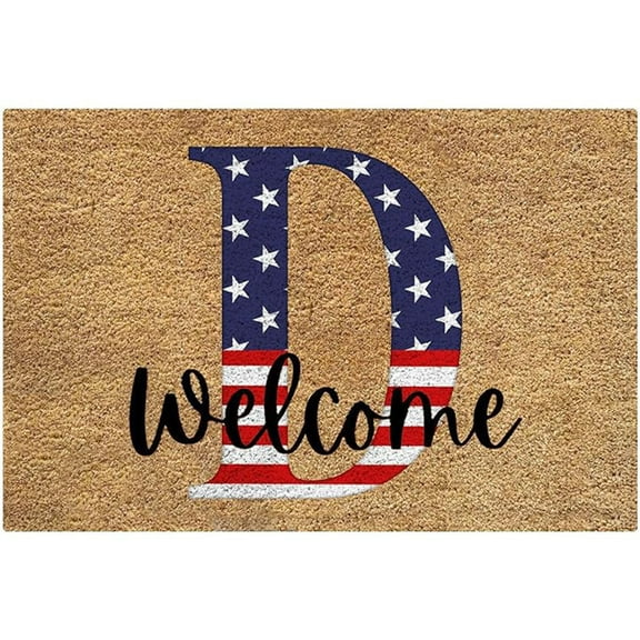 Utoimkio American Flag Patriotic Doormat Welcome Door Mats for Front Door,4th of July Red White and Blue Patriotic Rug Memorial Day Floor Mat for Holiday Outdoor Indoor Home Decor