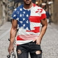 thumbnail image 1 of Utoimkio American Flag Patriotic T Shirts for Men Summer Short Sleeve Crewneck 4th of July T-Shirts Casual Tee Tops for Men, 1 of 5