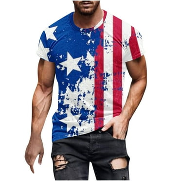 Utoimkio Clearance American Flag Patriotic T Shirts for Men Summer Short Sleeve Crewneck 4th of July T-Shirts Casual Tee Tops for Men