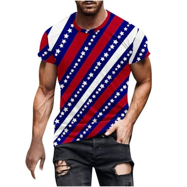 Utoimkio Clearance American Flag Patriotic T Shirts for Men Summer Short Sleeve Crewneck 4th of July T-Shirts Casual Tee Tops for Men
