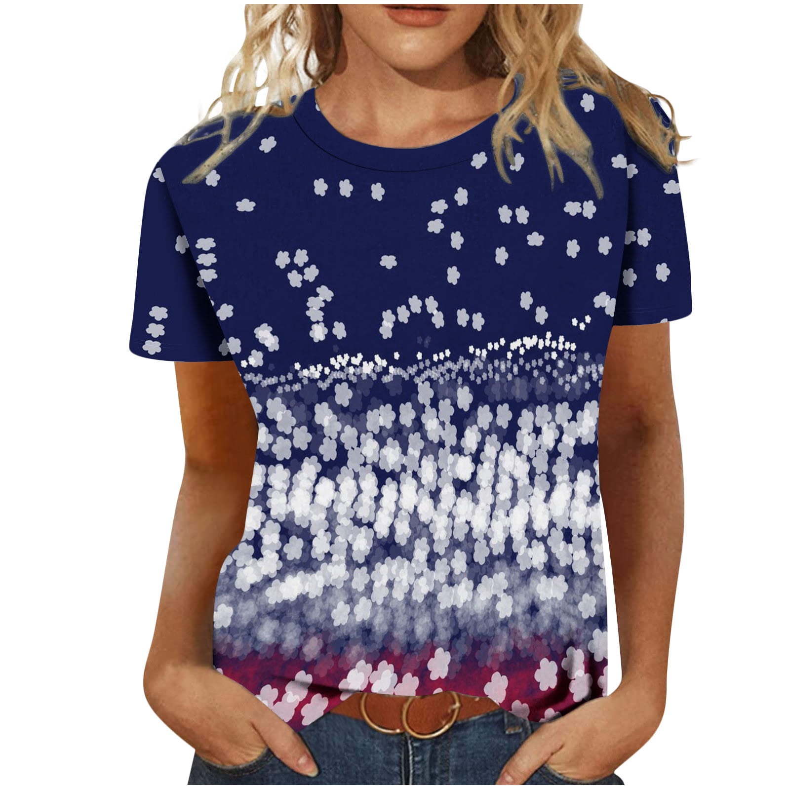 4th Of July Shirt For Women - USA American Flag Graphic Tee, Casual Short Sleeve Patriotic Top, White Small