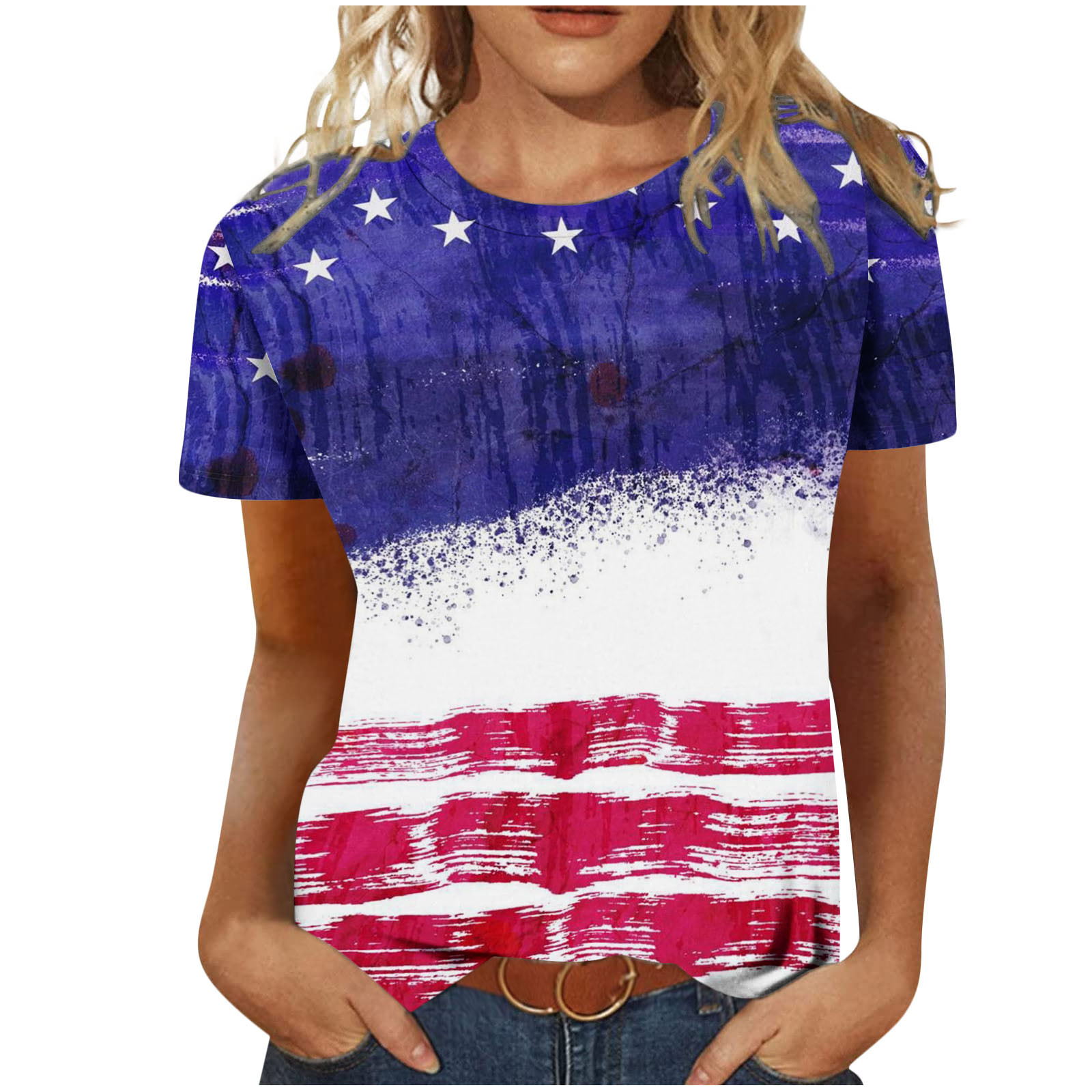 Utoimkio Clearance American Flag T Shirts For Women 4th Of July Shirts 