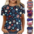 thumbnail image 1 of Utoimkio Clearance American Flag T Shirts for Women 4th of July Shirts Patriotic Shirt Casual Short Sleeve Graphic Tee Tops for Women, 1 of 6