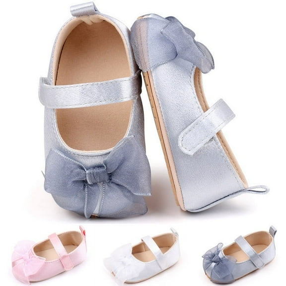 Utoimkio Baby Girls Dress Shoes Infant Cute Bowknot Flats Non-Slip Soft Sole Princess Shoes for Newborn 3-11 Months