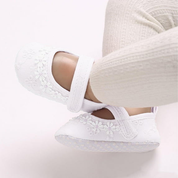 Utoimkio Baby Girls Dress Shoes Infant Cute Flats Non-Slip Soft Sole Princess Shoes for Newborn 6-12 Months First Walkers