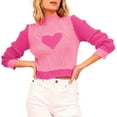 thumbnail image 1 of Utoimkio Cable Knit Turtleneck Sweater Women's Soft Heart Print Pullover Sweaters for Women, 1 of 4