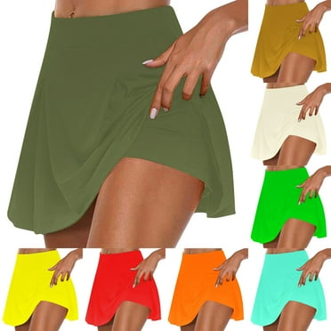 Utoimkio Clearance Casual Pleated Tennis Skirts for Women Summer High Waisted Athletic Stretchy Shorts Solid Color Lightweight Sports Short Skirts