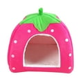 thumbnail image 1 of Utoimkio Cat Dog House Indoor Foldable Strawberry Print Warm Pet Tent Bed Anti-Slip Kitten Cave for Small Cats Dogs Pet Supplies, 1 of 6