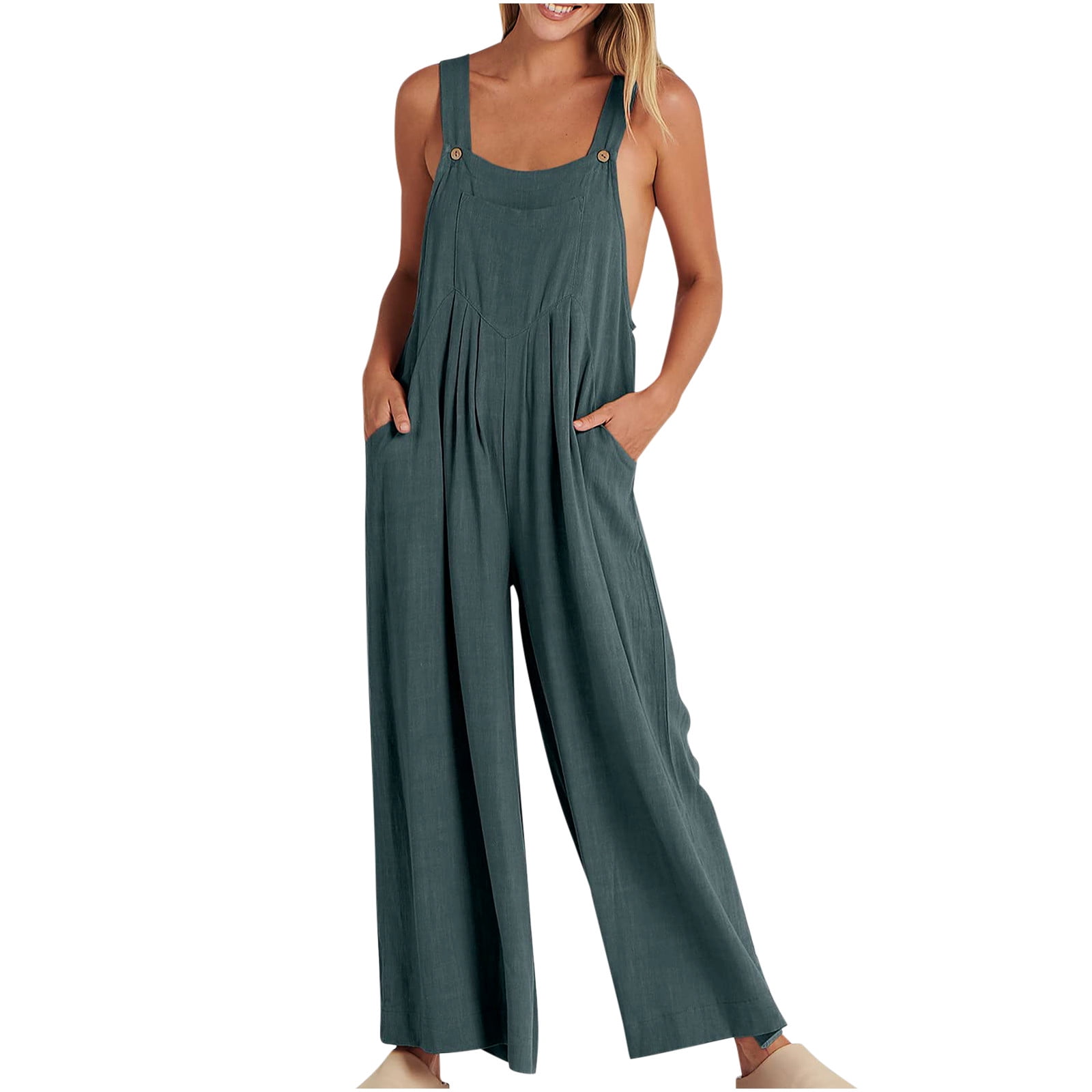 Tuinbroek voor dames, grote maten, jumpsuit, zomer, playsuit, katoen, linnen, jumpsuits voor dames, vintage, vrije tijd, overall, comfortabel, licht, romper, losse damesbroek, Z-khaki2, S Tuinbroek voor dames, grote maten, jumpsuit, zomer, playsuit, katoen, linnen, jumpsuits voor dames, vintage, vrije tijd, overall, comfortabel, licht, romper, losse damesbroek, Z-khaki2, S